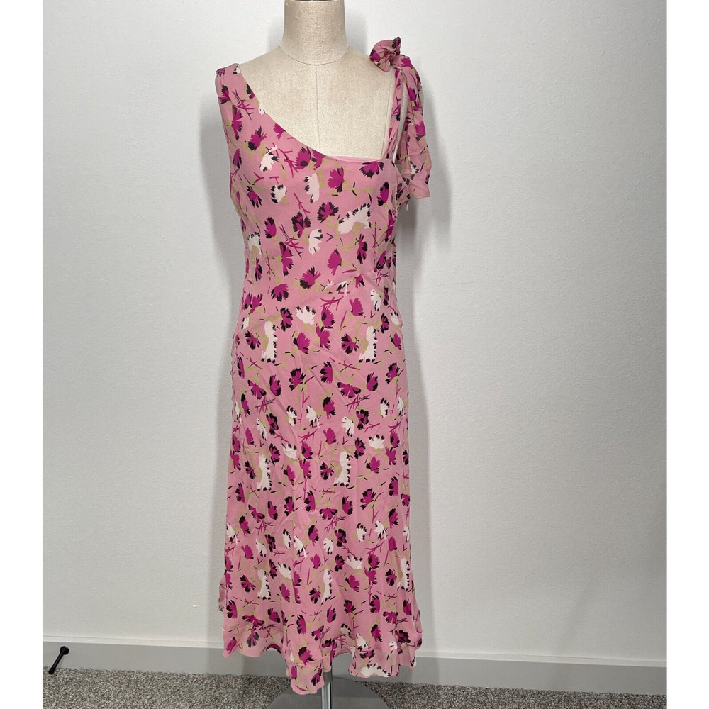 Vintage 90s Y2K Dress Women 12 Silk One Shoulder Floral Midi Fairy Garden Party